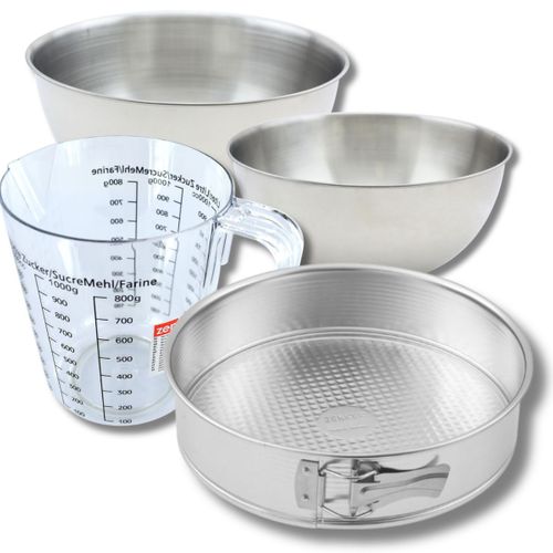 Set Pâtisserie Avec Moule à Manqué 28 Cm, 2 Bols à Mixer, Verre Mesureur Et Spatule Zenker