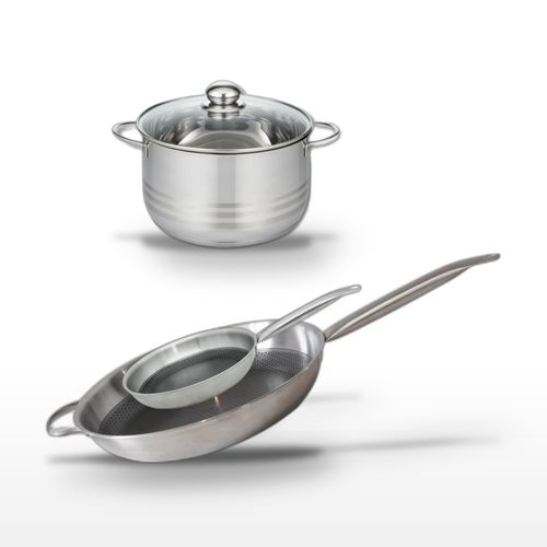 Lot 2 Poêles 24/32cm Et Faitout 20cm Elo Relief Solution