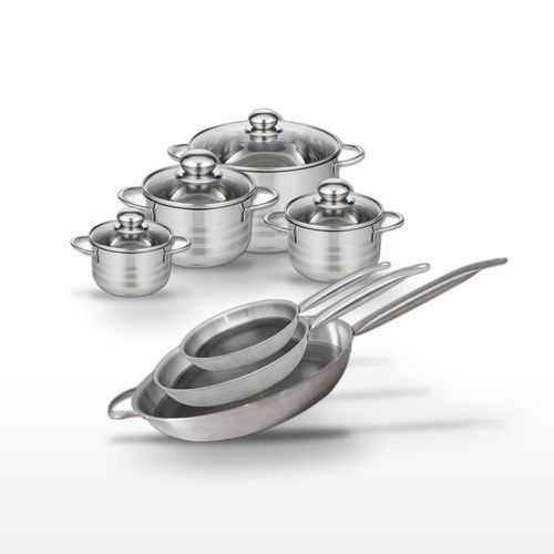 Ensemble De Poêles 32/28/24 Cm Et Faitouts 20/16/14/12 Cm Elo Relief Solution