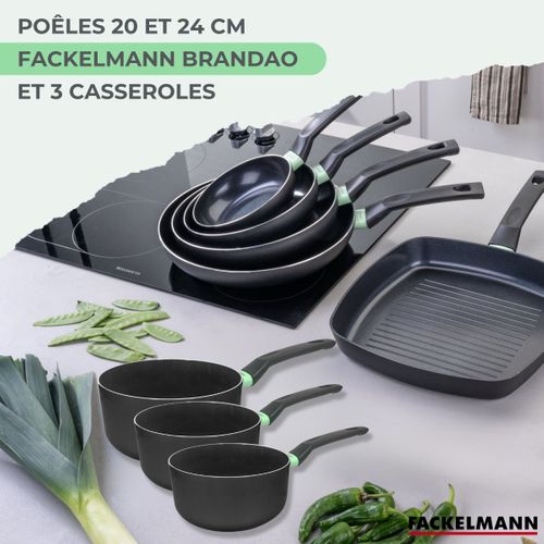 Ensemble De 2 Poêles De 20 Et 24 Cm Et 3 Casseroles 16, 18 Et 20 Cm Brandao