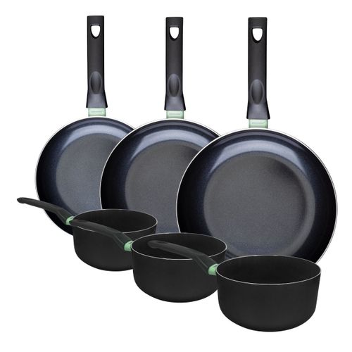 Ensemble De 3 Poêles De 24, 28 Et 30 Cm Et 3 Casseroles 16, 18 Et 20 Cm Brandao