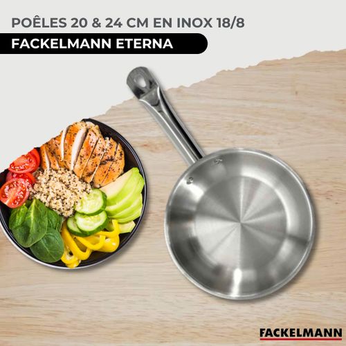 Set De 2 Poêles De 20 Et 24 Cm En Inox Et 6 Ustensiles Inox Eterna