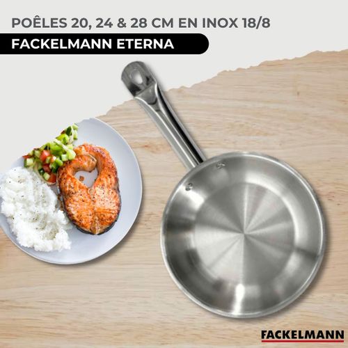 Set De 3 Poêles De 20, 24 Et 28 Cm En Inox Et 6 Ustensiles Inox Eterna