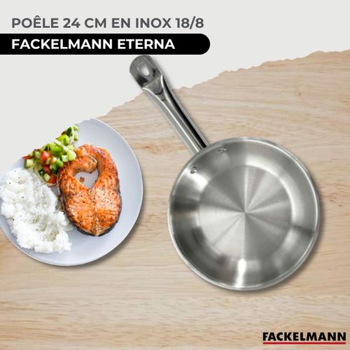 Set De 2 Poêles 20 Et 28 Cm En Inox, 2 Couvercles Verre Et 6 Ustensiles Inox Eterna