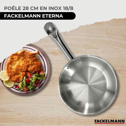 Set De 2 Poêles 24 Et 28 Cm En Inox, 2 Couvercles Verre Et 6 Ustensiles Inox Eterna