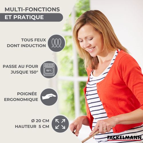 Set Poêle 20 Cm En Inox Et Couvercle Verre Geneva