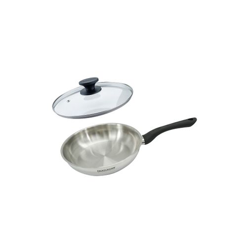 Set Poêle 24 Cm En Inox Et Couvercle Verre Geneva