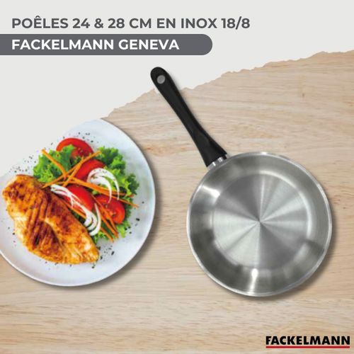Set 2 Poêles 24 Et 28 Cm En Inox Et 6 Ustensiles Inox Geneva