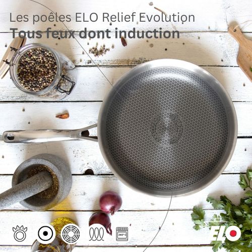 Lot Poêles 28cm Et 24cm Elo Relief Evolution Avec Faitouts Elo Citrin