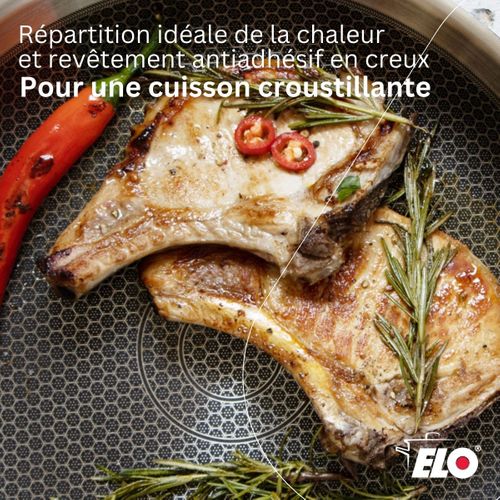 Lot Poêles 28cm Et 24cm Elo Relief Evolution Avec Faitouts Elo Citrin