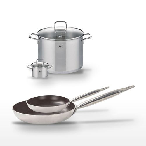 Lot De 2 Poêles 24/32 Cm Avec Revêtement Céramique Sans Pfas Et 2 Faitouts 12/26 Cm Elo Bistro Line…