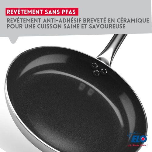 Lot De 2 Poêles 24/32 Cm Avec Revêtement Céramique Sans Pfas Et 2 Faitouts 12/26 Cm Elo Bistro Line…