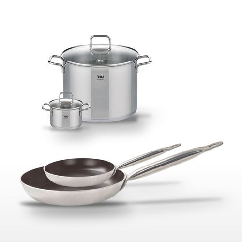 Lot De 2 Poêles 24/32cm Avec Revêtement Céramique Sans Pfas Et 2 Faitouts 14/26cm Elo Bistro Line C…