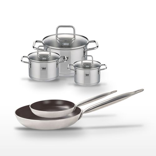 Lot Poêles 24/32 Cm Avec Revêtement Céramique Sans Pfas Et Faitouts 12/14/20 Cm Elo Bistro Line Cit…