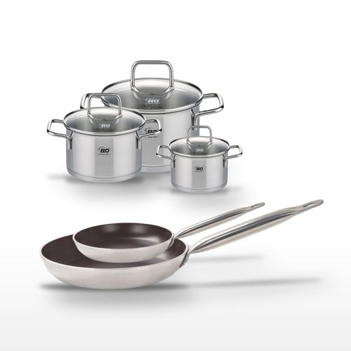 Lot Poêles 24/32 Cm Avec Revêtement Céramique Sans Pfas Et Faitouts 12/16/20 Cm Elo Bistro Line Cit…