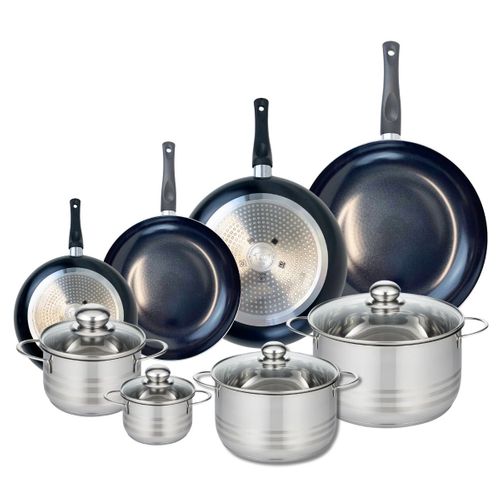 Ensemble De 4 Poêles De Cuisson 20, 24, 28 Et 32 Cm Et 4 Faitouts 12, 16, 20 Et 24 Cm