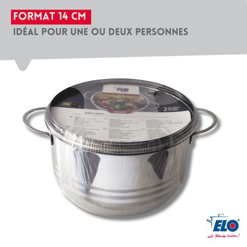 Lot De 2 Faitouts 12 Et 14 Cm En Acier Inoxydable Sans Pfas Elo Brillant