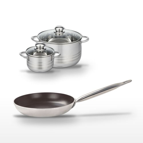 Lot Poêle 28 Cm et 2 Faitouts 14/24 Cm Elo Bistro Line