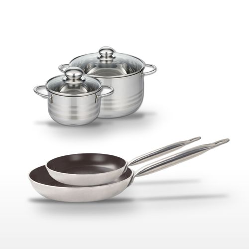 Lot Poêles 24/28 Cm et Faitouts 16/24 Cm Elo Bistro Line