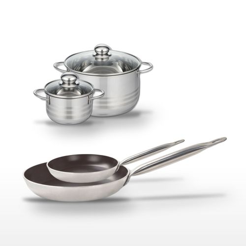 Lot Poêles 24/32 Cm et Faitouts 14/24 Cm Elo Bistro Line