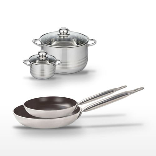 Lot 2 Poêles 28/32cm et 2 Faitouts 12/24cm Elo Bistro Line