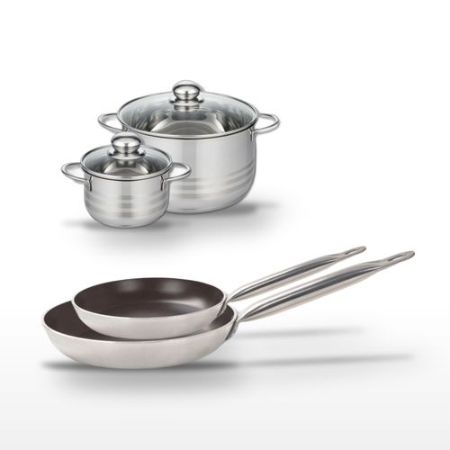 Lot 2 Poêles 28/32 Cm Et 2 Faitouts 14/24 Cm Elo Bistro Line