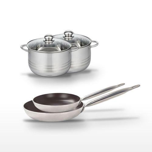 Lot De 2 Poêles 28/32 Cm Et 2 Faitouts 20/24 Cm Elo Bistro Line