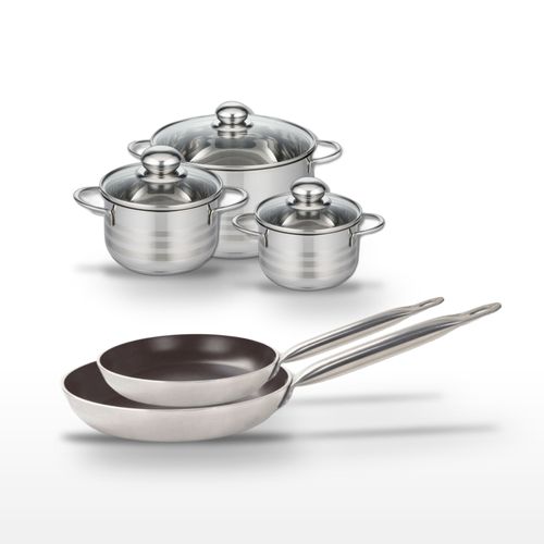 Lot 2 Poêles 28/32 Cm Et 3 Faitouts 14/16/20 Cm Elo Bistro Line