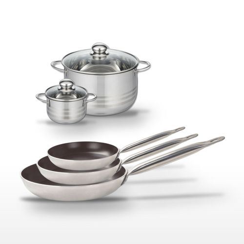 Lot De 3 Poêles 24/28/32 Cm Elo Bistro Line Et 2 Faitouts 12/24 Cm