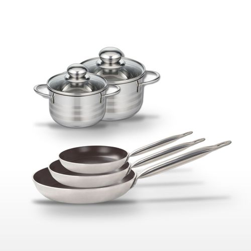 Lot Poêles 24/28/32 Cm Et Faitouts 14/16 Cm Elo Bistro Line