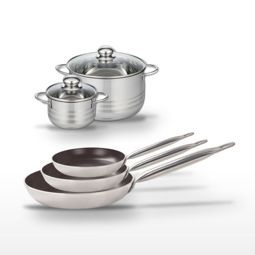 Lot De 3 Poêles 24/28/32 Cm Céramique Elo Bistro Line Et 2 Faitouts 14/20 Cm Elo