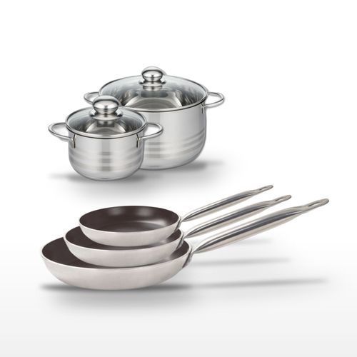 Lot De 3 Poêles 24/28/32 Cm Elo Bistro Line Et 2 Faitouts 16/24 Cm