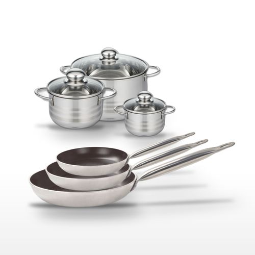 Lot 3 Poêles 24/28/32 Cm Et 3 Faitouts 12/16/24 Cm Elo Bistro Line