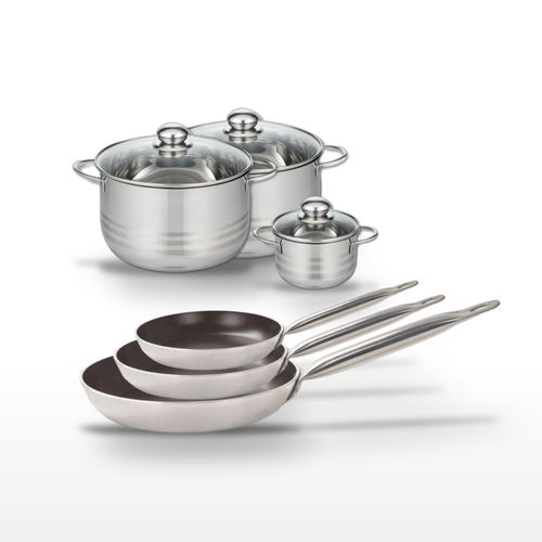 Lot De 3 Poêles 24/28/32 Cm Et 3 Faitouts 12/20/24 Cm Elo Bistro Line