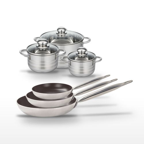 Lot De 3 Poêles 24/28/32 Cm Et 3 Faitouts 14/16/20 Cm Elo Bistro Line