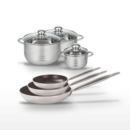 Lot 3 Poêles 24/28/32 Cm Et 3 Faitouts 14/20/24 Cm Elo Bistro Line