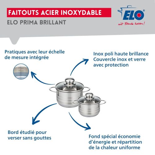 Ensemble De 1 Poêle De Cuisson 28 Cm Et 2 Faitouts 12 Et 14 Cm  Profi Brillant