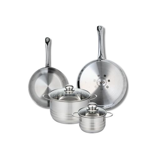 Ensemble De 2 Poêles De Cuisson 24 Et 28 Cm Et 2 Faitouts 14 Et 20 Cm Profi Brillant