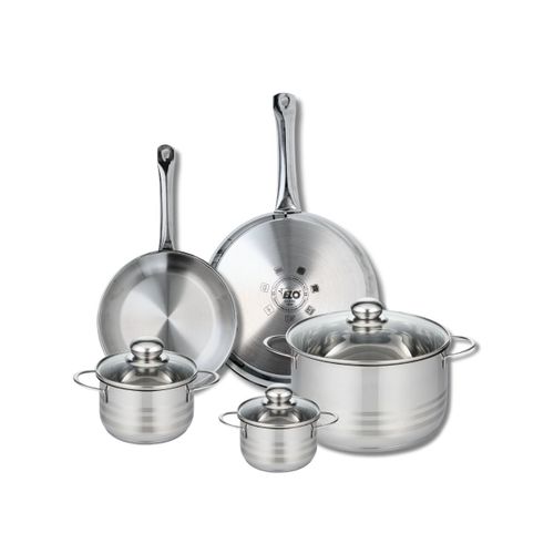 Ensemble De 2 Poêles De Cuisson 24 Et 28 Cm Et 3 Faitouts 12, 14 Et 24 Cm Profi Brillant