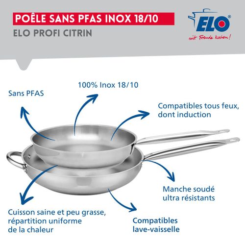 Ensemble De 2 Poêles De Cuisson 28 Et 32 Cm Et 3 Faitouts 12, 14 Et 24 Cm Profi Brillant