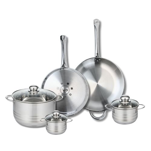 Ensemble De 2 Poêles De Cuisson 28 Et 32 Cm Et 3 Faitouts 12, 14 Et 24 Cm Profi Brillant