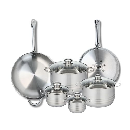 Ensemble De 2 Poêles De Cuisson 28 Et 32 Cm Et 4 Faitouts 12, 14, 20 Et 24 Cm Profi Brillant