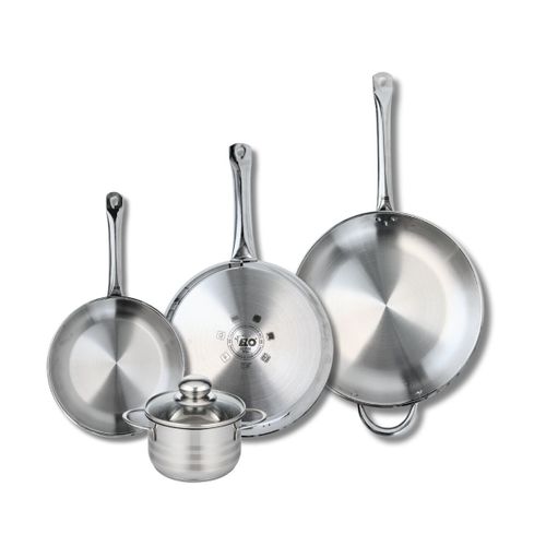 Ensemble De 3 Poêles De Cuisson 24, 28 Et 32 Cm Et 1 Faitout 14 Cm Profi Brillant