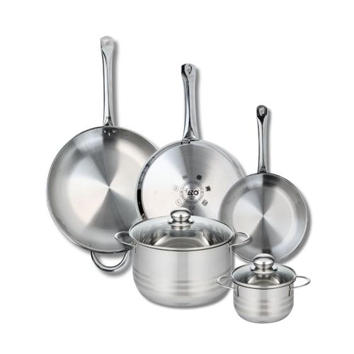 Ensemble De 3 Poêles De Cuisson 24, 28 Et 32 Cm Et 2 Faitouts 14 Et 24 Cm Profi Brillant