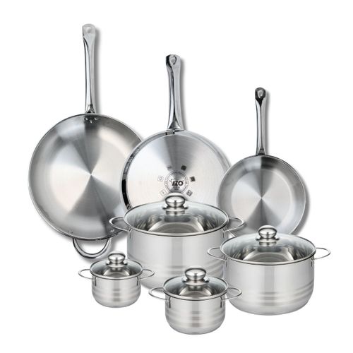 Ensemble De 3 Poêles De Cuisson 24, 28 Et 32 Cm Et 4 Faitouts 12, 14, 20 Et 24 Cm Profi Brillant