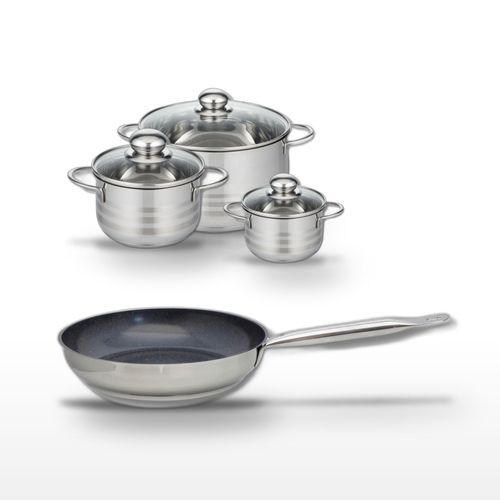 Lot Poêle 24 Cm Et 3 Faitouts 12/16/24 Cm Elo Profi Therm Platinum