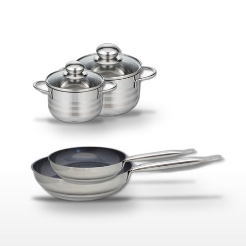 Lot De 2 Poêles 24/28 Cm et 2 Faitouts 12/14 Cm Elo Profi Therm Platinum