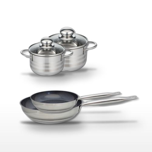 Lot De 2 Poêles 24/28cm Et 2 Faitouts 14/16cm Elo Profi Therm Platinum