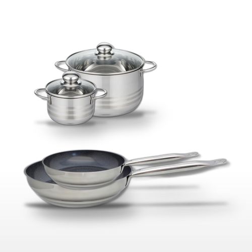 Lot De 2 Poêles 24/28cm Et 2 Faitouts 14/24cm Elo Profi Therm Platinum