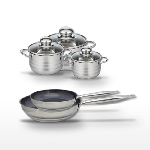 Lot De 2 Poêles 24/28 Cm Elo Profi Therm Platinum Et 3 Faitouts Elo Brillant